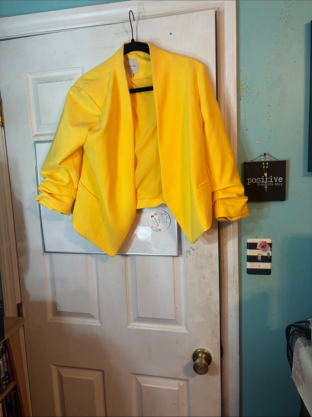 Yellow Open-Front Women's Blazer Jacket Size Large